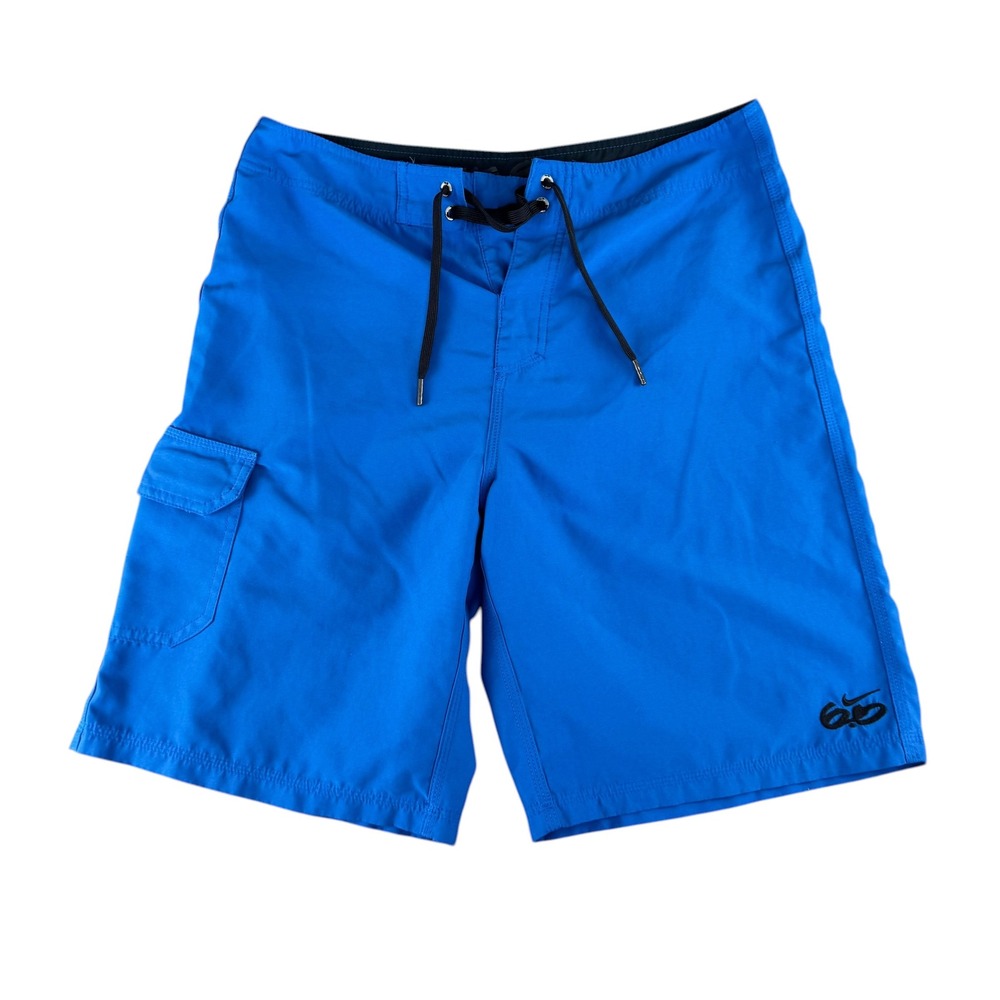 Nike‎ 6.0 Mens Blue Board Shorts Swim Trunks Size 32 Cargo Pocket Logo